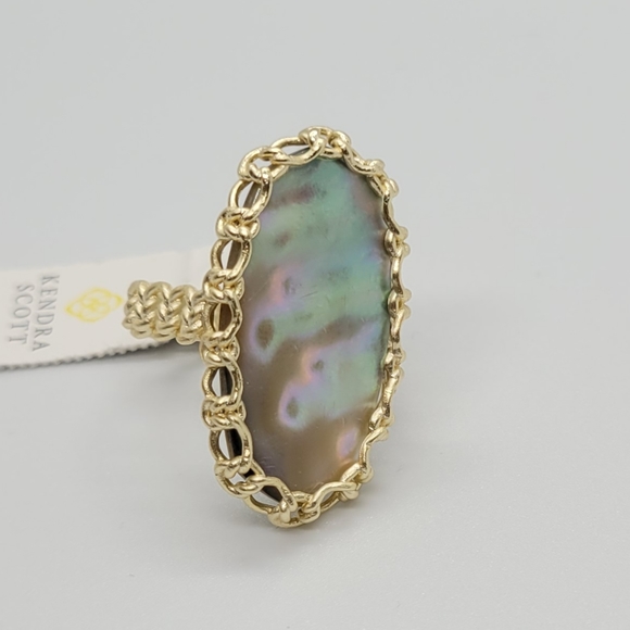 Kendra Scott Nude Abalone Macrame Ring Gold Size 7 - Picture 2 of 11